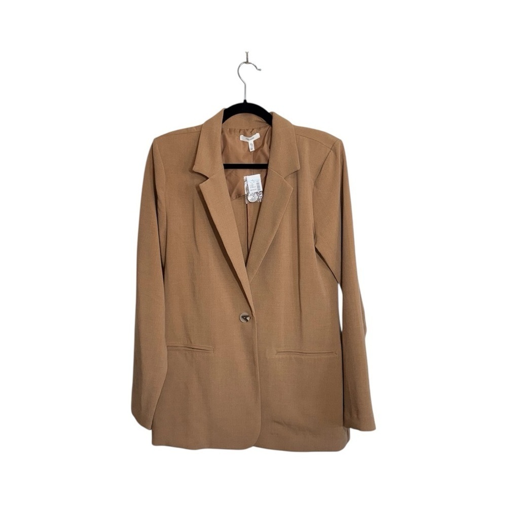 Maurices One Button Boyfriend Blazer Solid Tan Oversized NWT Medium Women’s
